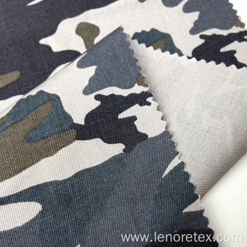 Washed Camouflage Print Woven Cotton Spandex Twill Fabric